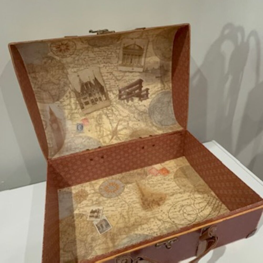 Punch Studio Vintage Old World Map Paperboard Suitcase - Picture 7 of 8